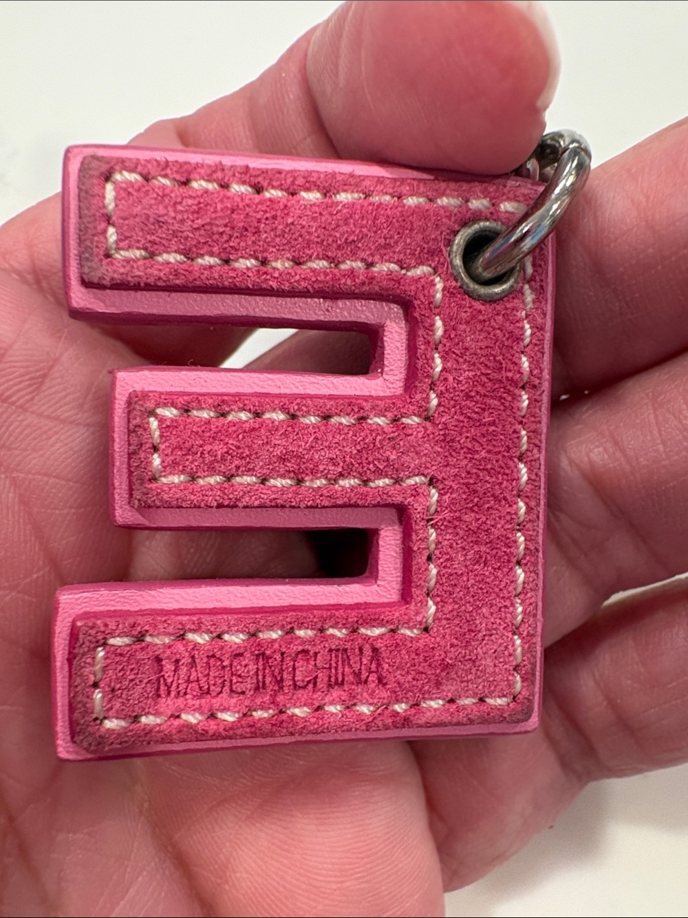 Coach Green Letter E Keychain with Pink Trim - Picture 8 of 8